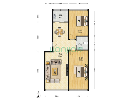 省人民医院住宅小区 2室1厅1卫 87平方