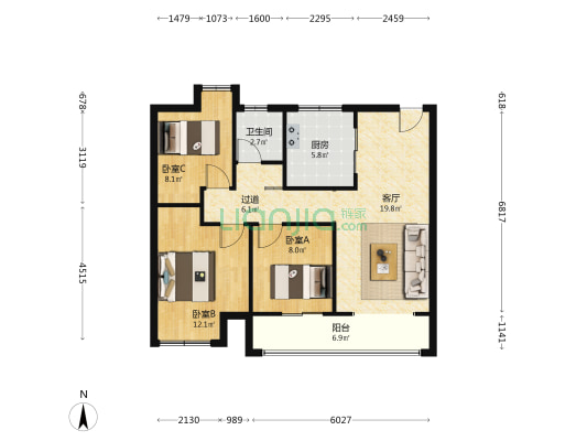 春溪集 3室1厅1卫 88平方