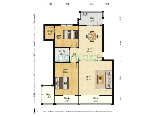 青年路156号家属院 2室2厅1卫 95平方