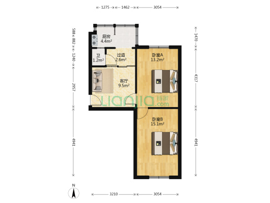 国防建宿舍(友谊北大街) 2室1厅1卫 55平方