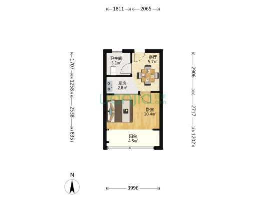 永兴之星 1室1厅1卫 36平方