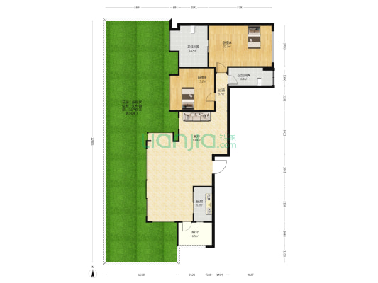 首钢云尚江来 2室1厅2卫 147平方