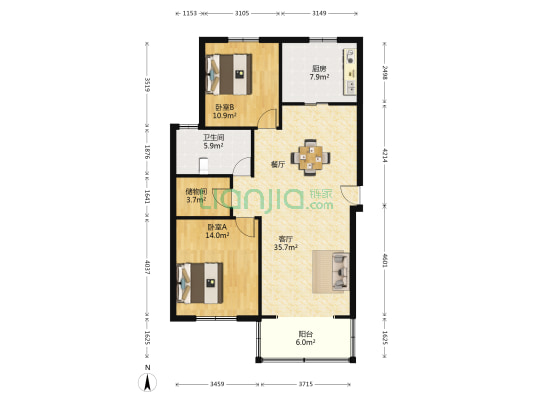共富四村 2室1厅1卫 99平方