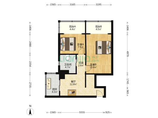 振华大楼 2室1厅1卫 84平方