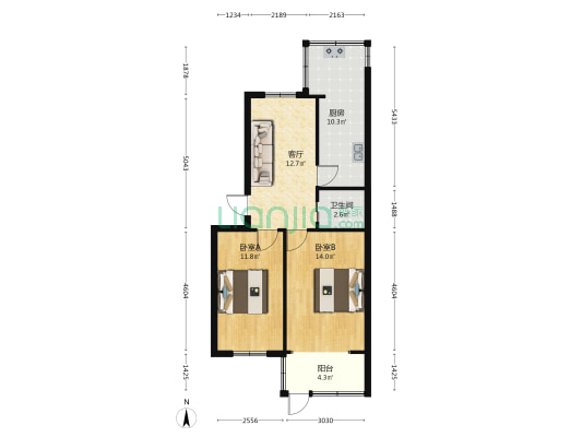 渚河路29号院 2室1厅1卫 69平方