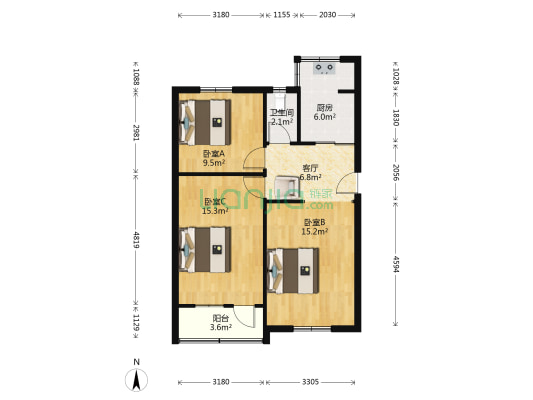 煤建西路8号院 3室1厅1卫 75平方