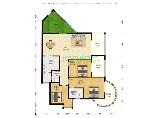 玉水湾 3室1厅2卫 137平方