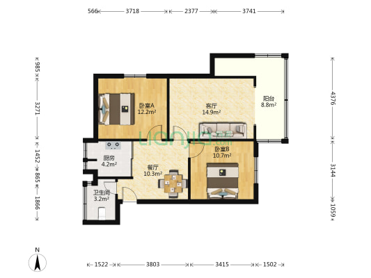 观水巷7号 2室2厅1卫 72平方