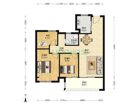上东时代 3室1厅1卫 95平方