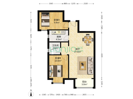 鑫苑鑫家东苑 2室1厅1卫 78平方