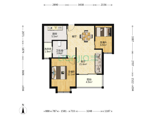 春申景城湖滨晨韵 2室1厅1卫 73平方