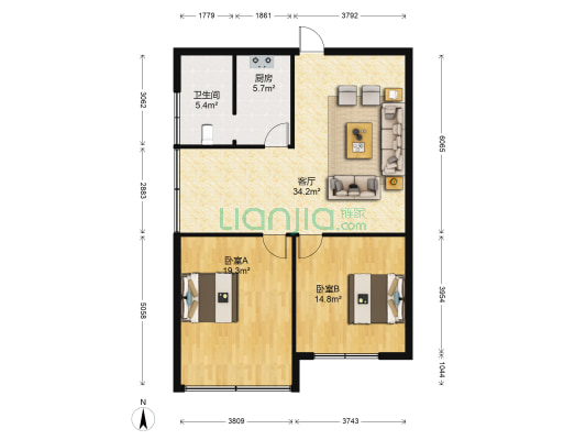 三清楼 2室1厅1卫 109平方