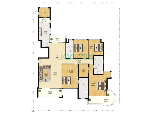 绿湖山庄 4室1厅3卫 235平方