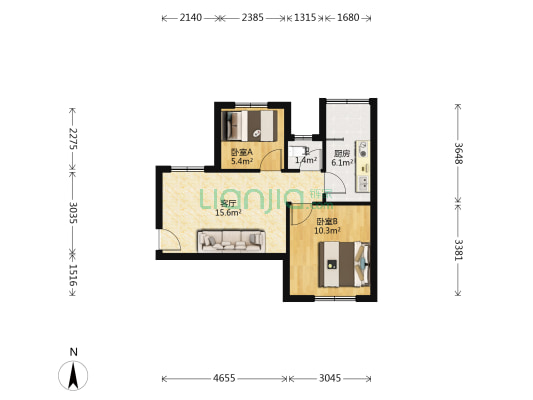 农大家属院（文化路小区） 2室1厅1卫 50平方
