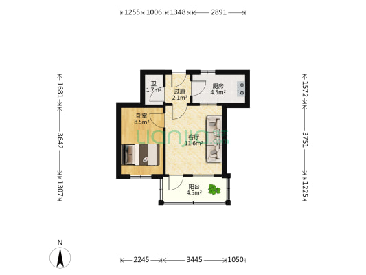 青年东路2号 1室1厅1卫 40平方