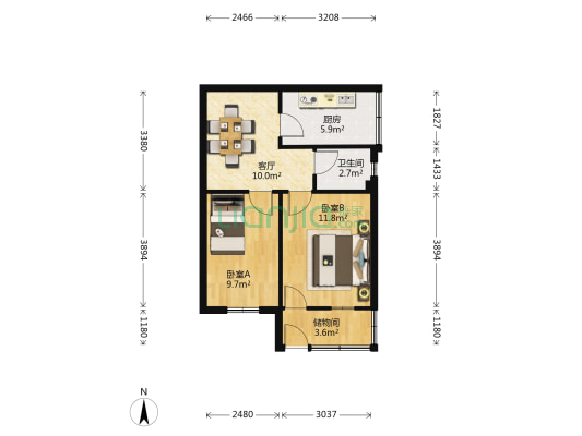 崔庄小区一期 2室1厅1卫 58平方