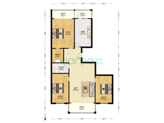 龙民大厦 3室1厅1卫 158平方