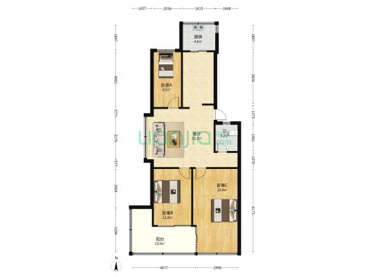 兴榕大厦 3室1厅1卫 96平方