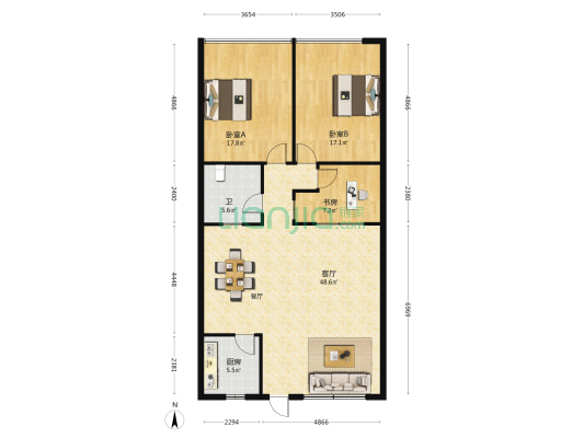 文星大道96号 3室1厅1卫 128平方