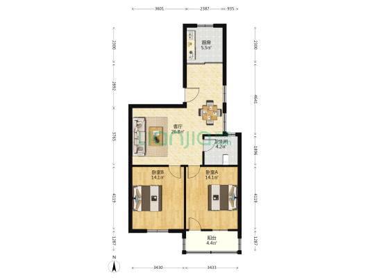 光明新村 2室1厅1卫 84平方