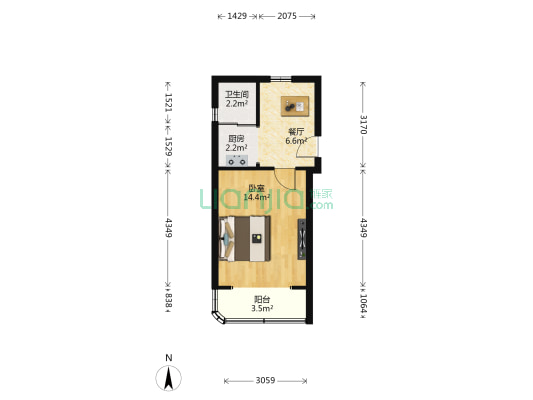 东泉苑小区 1室1厅1卫 39平方