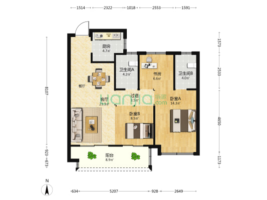 悦宸里 3室1厅2卫 102平方