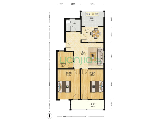 集贤新村 2室2厅1卫 91平方