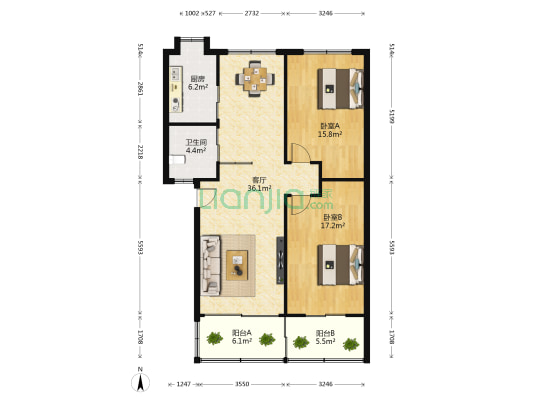 恒红小区 2室1厅1卫 99平方