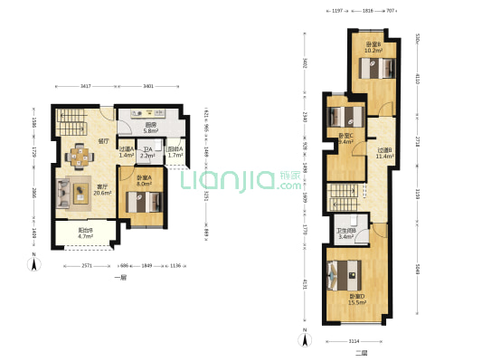 万科南方公元 4室1厅2卫 100平方