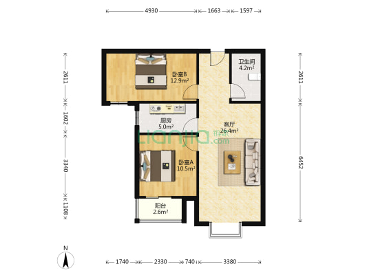 北新家园      位置好       交通好      采光好-户型图