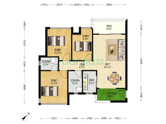 源东云锦 3室1厅2卫 99平方