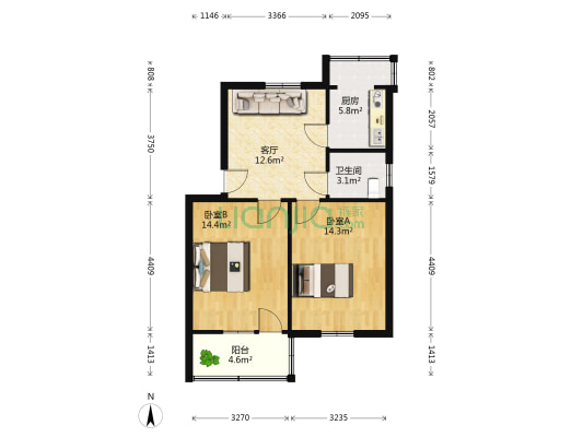 文萃路 2室1厅1卫 63平方