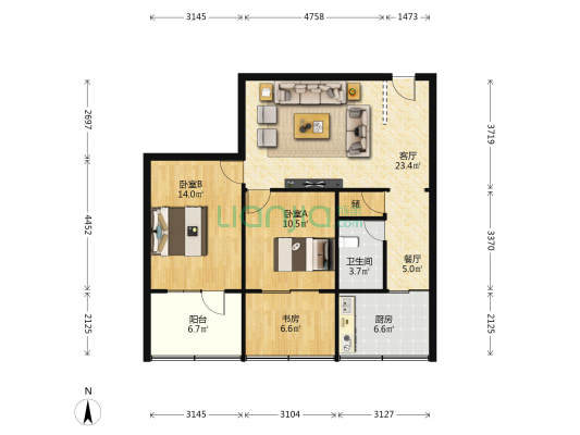 甘肃省第二干部修养所 3室2厅1卫 61平方