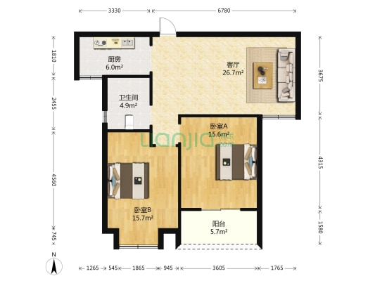 西湖花园北区 2室1厅1卫 122平方