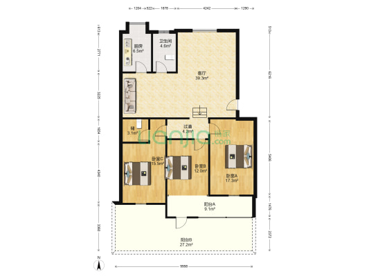 祥云社区 3室1厅1卫 139平方