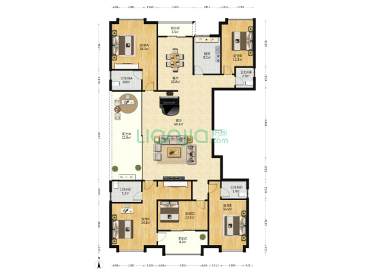盛世嘉园 5室2厅4卫 272平方