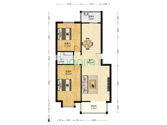 永昌家园 2室1厅1卫 104平方