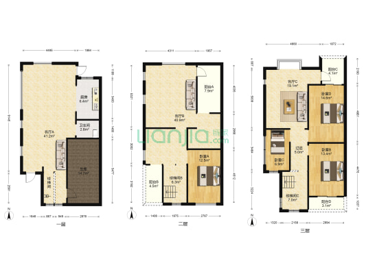 保利紫山班芙花园一期别墅 4室3厅1卫 220平方