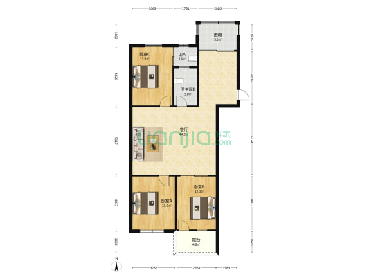 福兴楼（马尾） 3室1厅2卫 115平方
