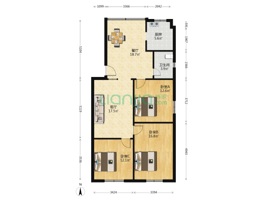 新环巷82号 3室2厅1卫 91平方