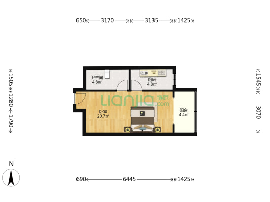万浩家园 1室0厅1卫 49平方