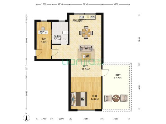 桃源小洲 2室1厅1卫 68平方