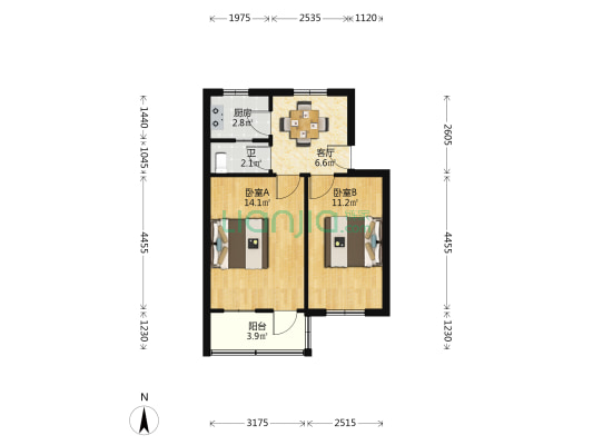 环西南路63弄 2室1厅1卫 50平方