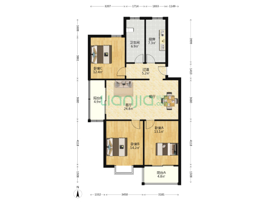 文馨园 3室1厅1卫 116平方