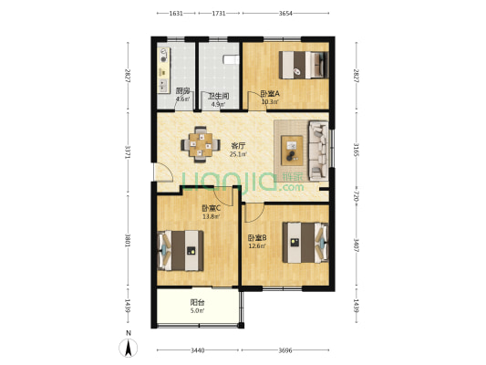 文化新村(惠南) 3室1厅1卫 91平方
