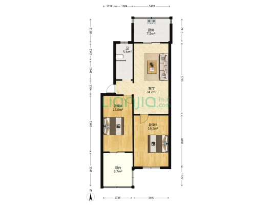 市建行家属院 2室1厅1卫 83平方