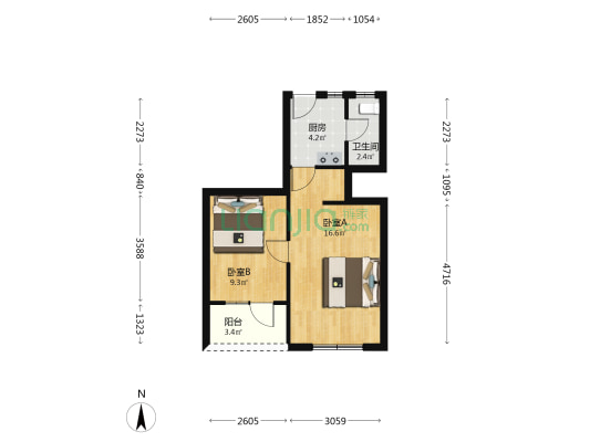 铁路新村(华池路) 2室0厅1卫 47平方