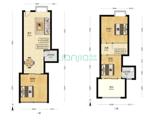 君悦星城 3室1厅2卫 97平方