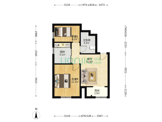 正阳里(汉沽区) 2室1厅1卫 68平方