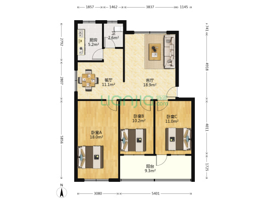 前灌新村 3室2厅1卫 102平方